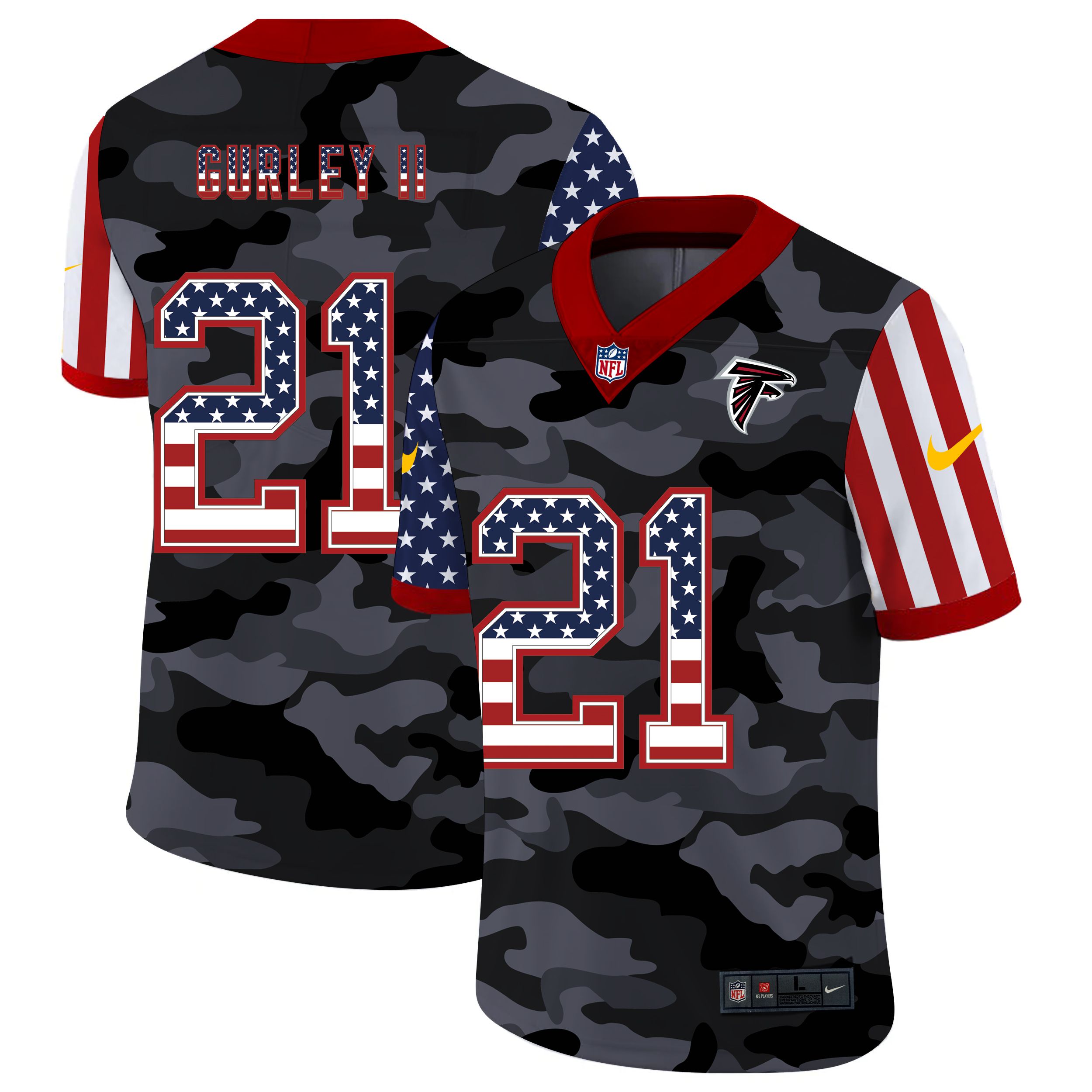Men Atlanta Falcons #21 Gurley II 2020 Nike USA Camo Salute to Service Limited NFL Jerseys